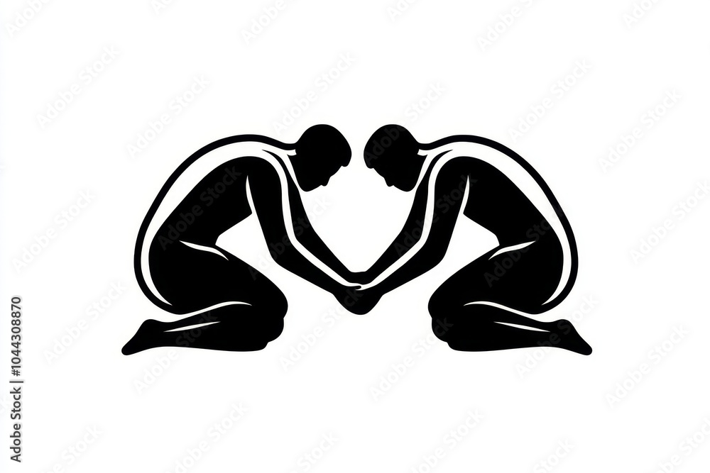 Simple line art of two people supporting each other, symbolizing the act of fostering relationships in a minimalist design Simple line art of two people supporting each other, symbolizing the act of fostering relationships in a minimalist design