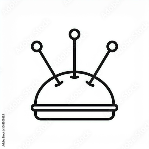 pincushion black line icon isolated on white