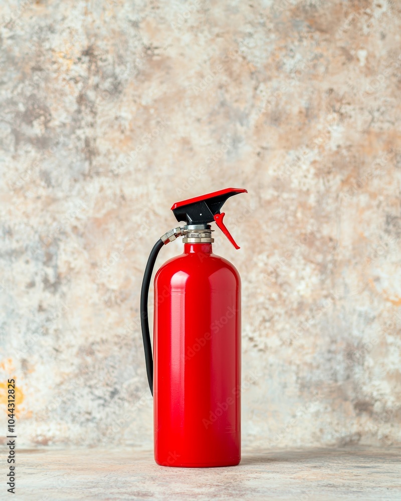 Obraz premium Red Fire Extinguisher on Rustic Background