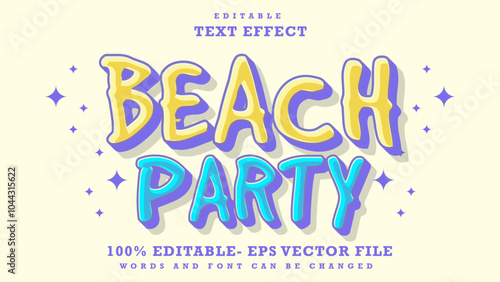 3d Minimal Word Beach Party Editable Text Effect Design Template, Effect Saved In Graphic Style