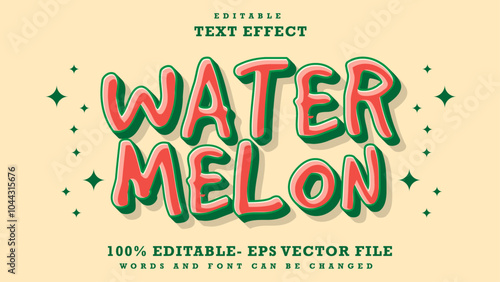 3d Minimal Gradient Word Watermelon Editable Text Effect Design Template, Effect Saved In Graphic Style