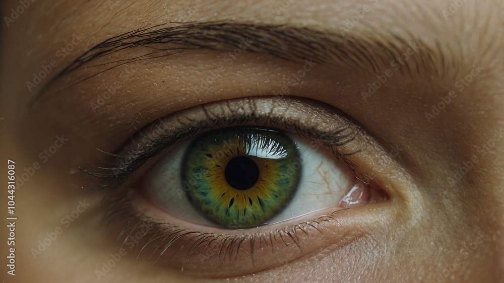 Fototapeta premium Close-up of a single honey green eye