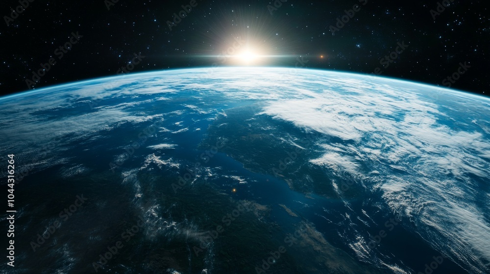 Fototapeta premium A green earth seen from space, highlighting its natural beauty,