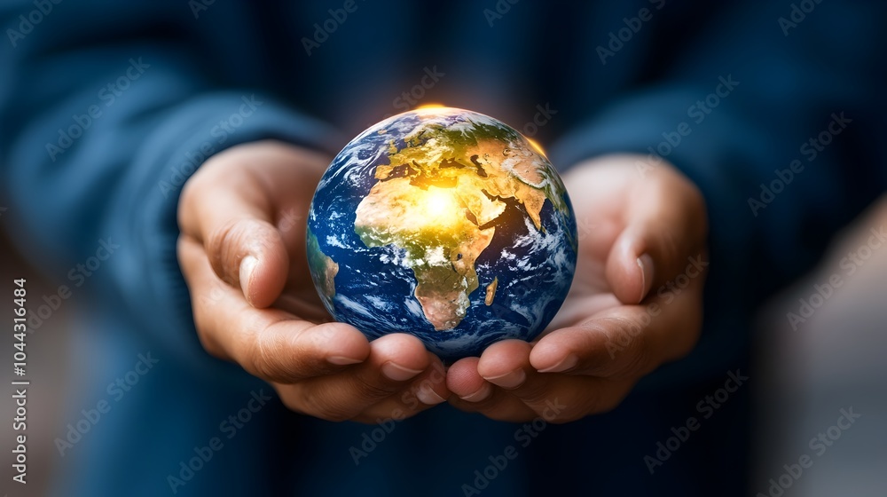 Hands gently cradling a glowing Earth in the dark casting a gentle light that symbolizes hope and the fragile nature of our planet Hands gently cradling a glowing Earth in the dark casting a gentle light that symbolizes hope and the fragile nature of our planet