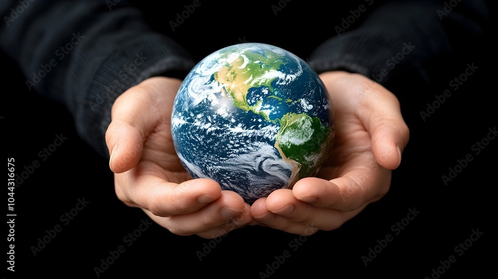 Hands gently cupping a softly glowing orb of planet Earth symbolizing care for the environment and global interconnectedness Hands gently cupping a softly glowing orb of planet Earth symbolizing care for the environment and global interconnectedness