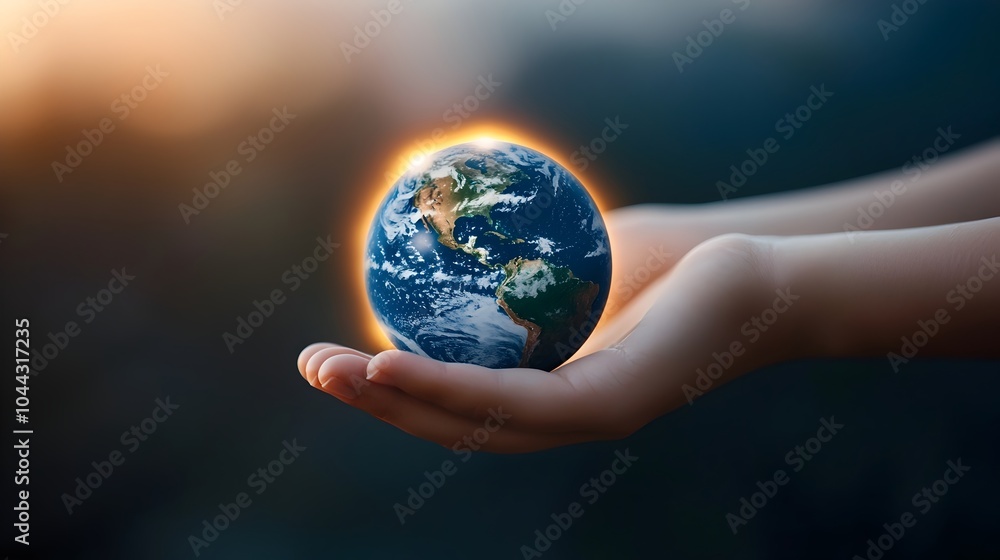 Hands Gently Lifting a Glowing Planet Earth in the Darkness Representing the Importance of Global Unity and Environmental Stewardship for a Sustainable Future Hands Gently Lifting a Glowing Planet Earth in the Darkness Representing the Importance of Global Unity and Environmental Stewardship for a Sustainable Future
