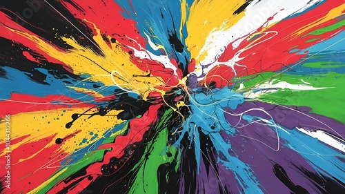 colorful dynamic paint explosion creating vibrant energy, representing abstract art and bold creativity  