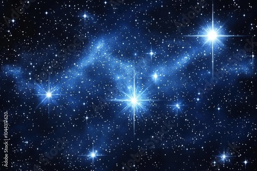 Bight starry constellation glowing in deep blue space with bright stars