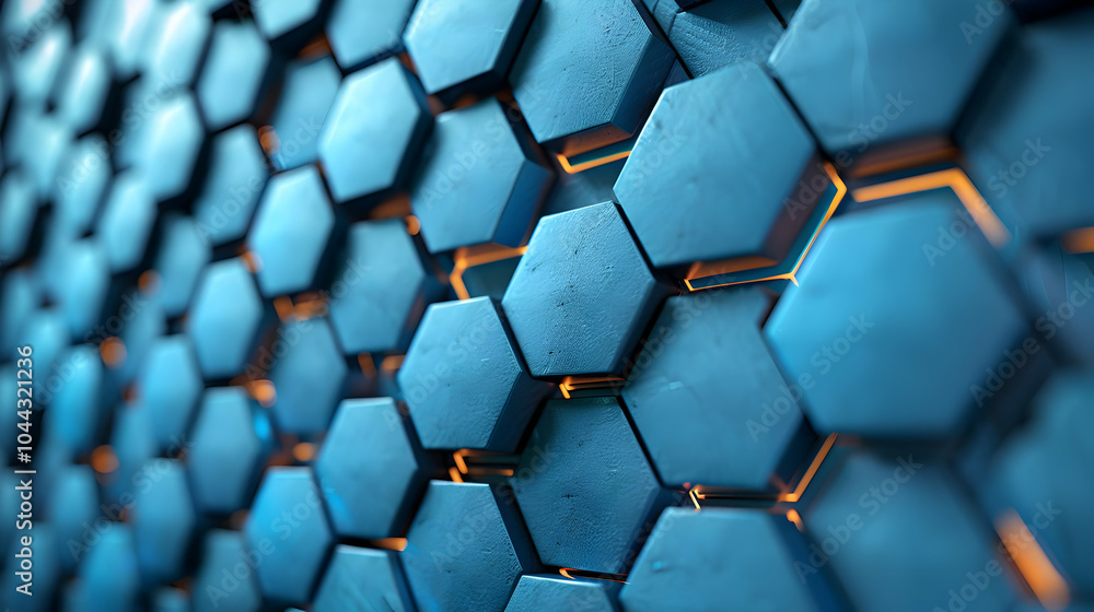 Abstract 3D Hexagon Pattern Blue and Orange Abstract 3D Hexagon Pattern Blue and Orange