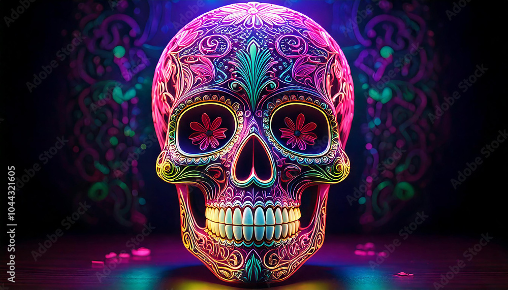 Vibrant celebration of life and death a colorful skull art piece reflecting cultural symbolism and festivity Vibrant celebration of life and death a colorful skull art piece reflecting cultural symbolism and festivity