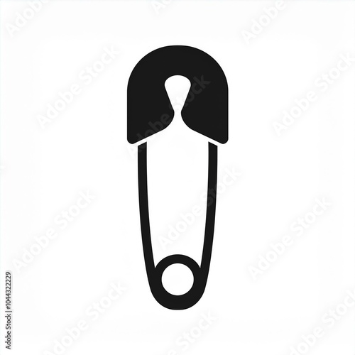 safety pin black icon isolated on white photo