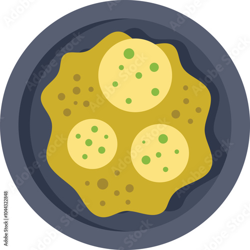 Indian food dal served on plate with rice and herbs vector illustration