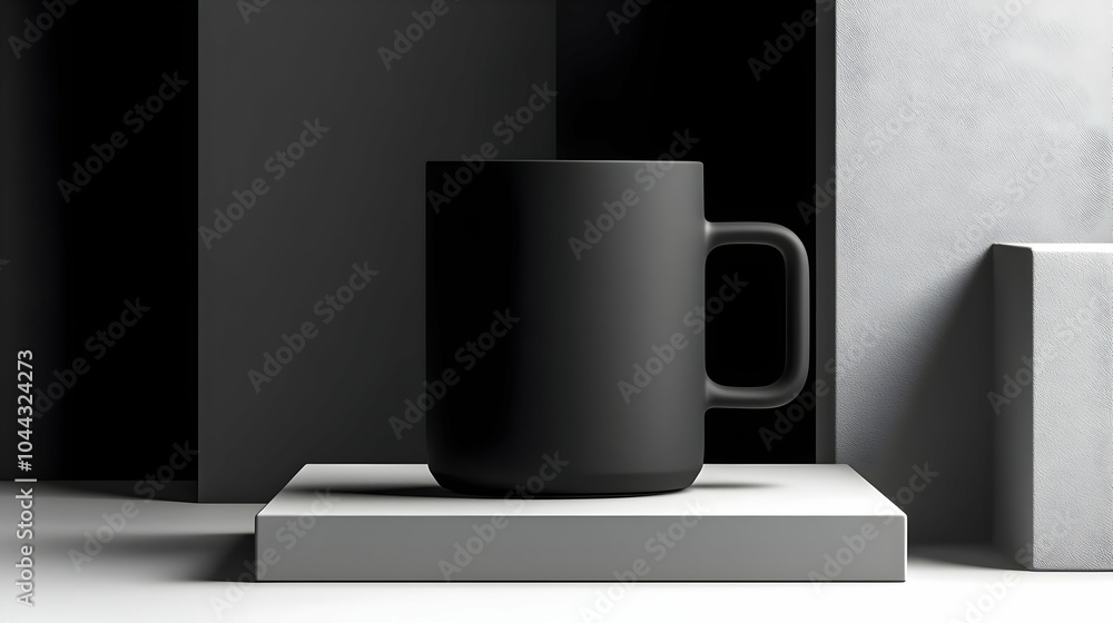 custom made wallpaper toronto digitalBlack Coffee Mug on a White Platform, black mug, tea mug, ceramic mug, mug mockup, product mockup