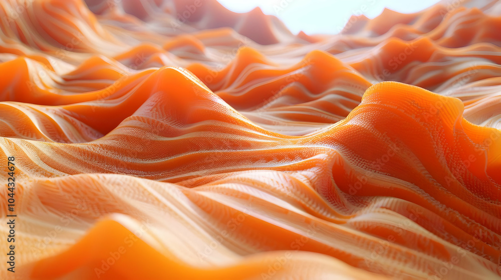 Abstract 3D Orange and White Wavy Landscape Abstract 3D Orange and White Wavy Landscape