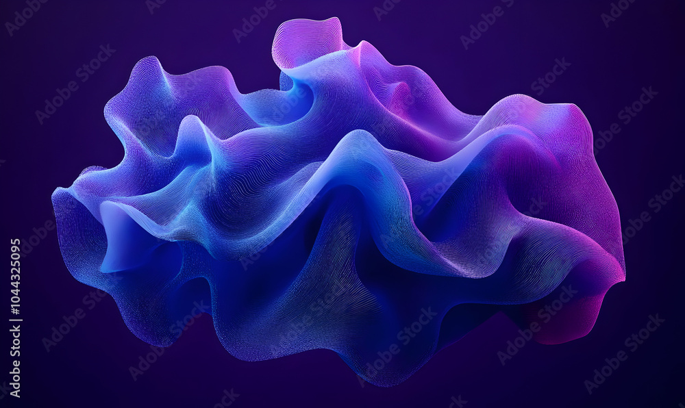 Obraz premium Abstract Purple and Blue Wave, digital art, 3d, render, background, design