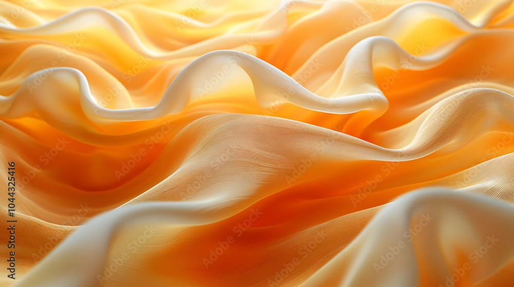 Fototapeta premium Abstract Orange and White Fabric Waves Background
