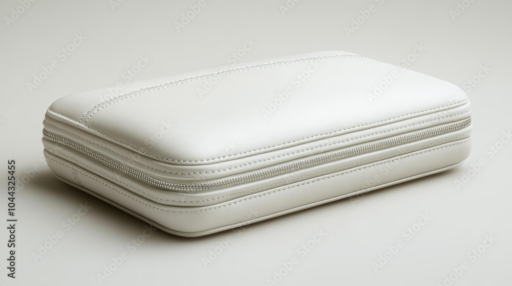 White leather laptop case mockup on a neutral background perfect for showcasing elegant and practical accessory designs.. Generative AI White leather laptop case mockup on a neutral background perfect for showcasing elegant and practical accessory designs.. Generative AI