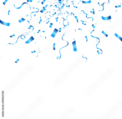 Luxury confetti flying for celebration party banner, Falling shiny blue confetti isolated on transparent background. Birthday, Holiday, New Year, Carnival festivity, confetti,