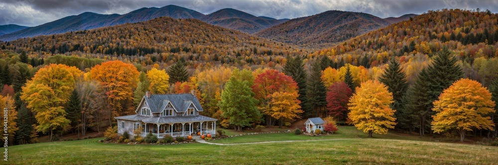 Pure autumn scenery in Vermont with a Halloween vibe Pure autumn scenery in Vermont with a Halloween vibe