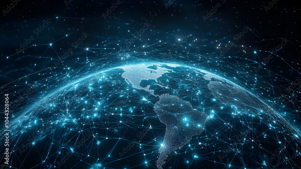 Obraz premium Global Network Connection, digital network, interconnected world, internet connection, global communication, technology