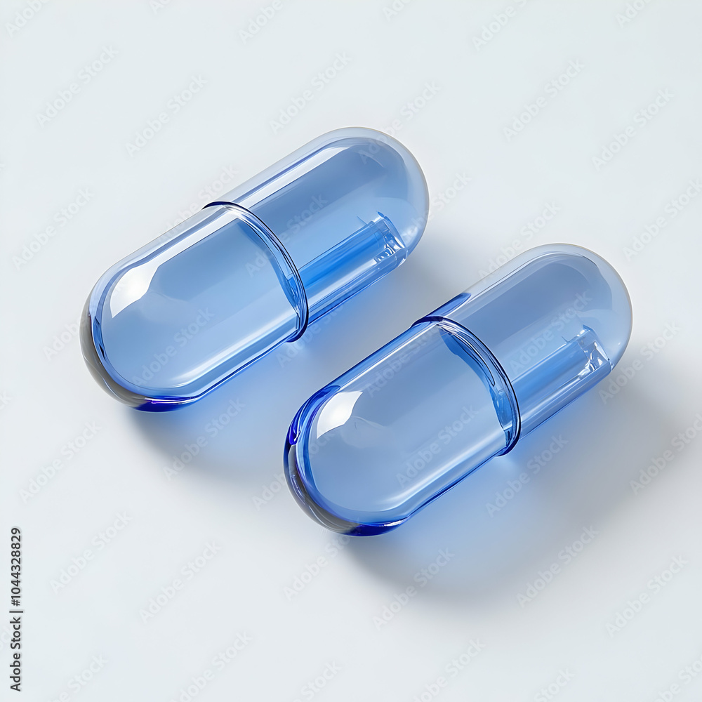 Two Blue Pills on a White Background, capsule, capsules, medicine, medication, pharmaceutical Two Blue Pills on a White Background, capsule, capsules, medicine, medication, pharmaceutical