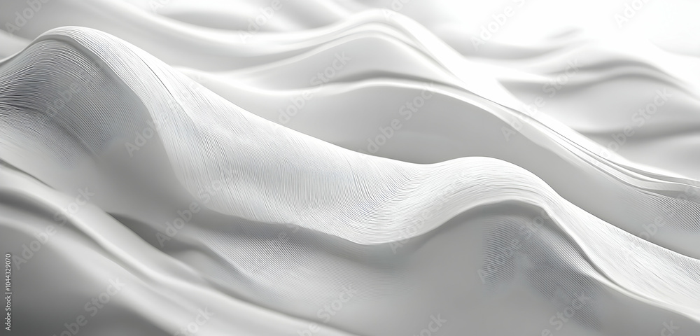 Obraz premium Abstract White Waves, curve, curves, ripple, ripples, pattern