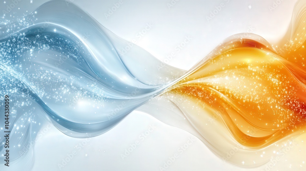 A blue and orange wave with a lot of sparkles A blue and orange wave with a lot of sparkles