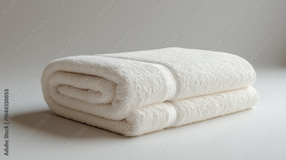 Soft White Beach Towel Folded Neatly on a Clean White Background Ideal for Modern Product Mockups and Minimalist Design Concepts. Generative AI