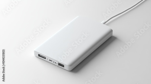 Wallpaper Mural White portable power bank mockup with USB and charging cable on a clean white background. Minimalist modern and sleek design for mobile charging solutions and portable energy. Generative AI Torontodigital.ca