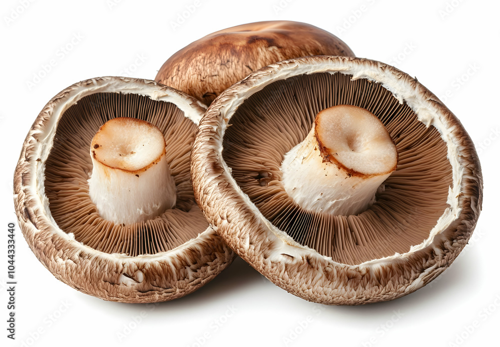 Fresh Portobello Mushrooms Isolated on White Background, fungi, food, ingredient, cooking, organic Fresh Portobello Mushrooms Isolated on White Background, fungi, food, ingredient, cooking, organic