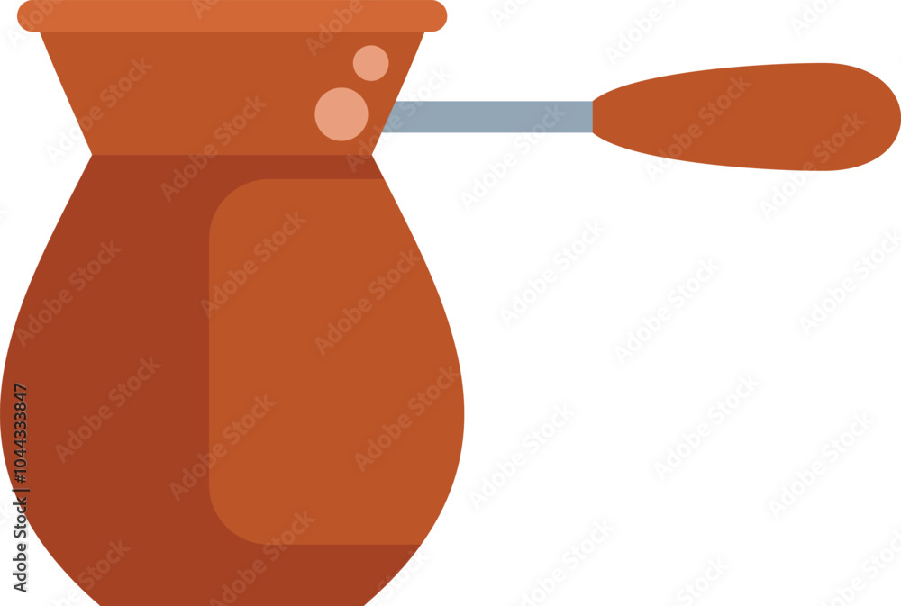 Traditional turkish coffee pot, cezve, brewing coffee on white background, vector illustration Traditional turkish coffee pot, cezve, brewing coffee on white background, vector illustration