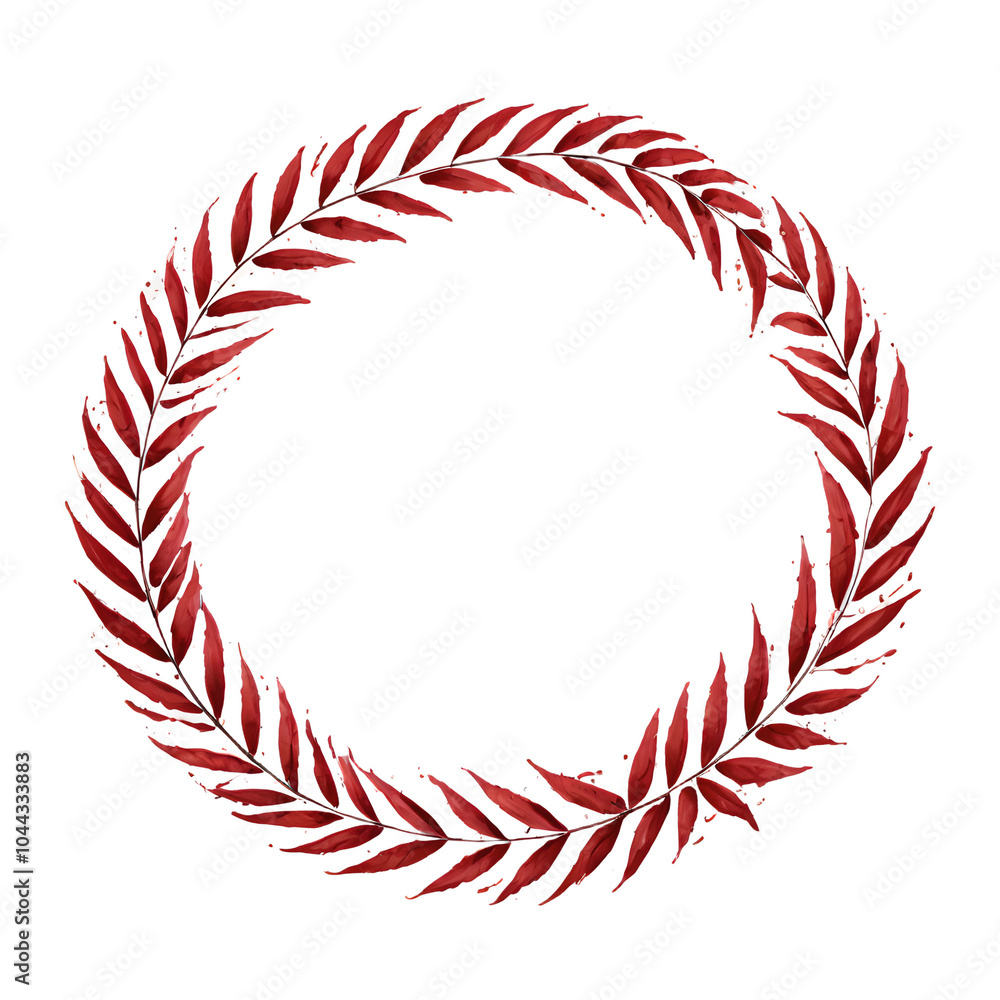 Obraz premium Wreath leaf red brush stroke on transparent background
