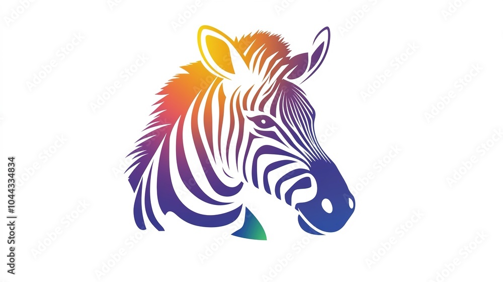 A vibrant 2D flat vector mascot logo of a zebra, creatively designed with rainbow colors. This eye-catching logo showcases the zebra’s unique stripes in a playful and colorful manner, A vibrant 2D flat vector mascot logo of a zebra, creatively designed with rainbow colors. This eye-catching logo showcases the zebra’s unique stripes in a playful and colorful manner,