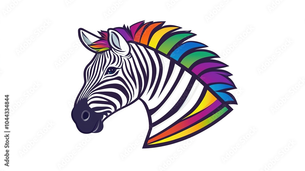 A vibrant 2D flat vector mascot logo of a zebra, creatively designed with rainbow colors. This eye-catching logo showcases the zebra’s unique stripes in a playful and colorful manner, A vibrant 2D flat vector mascot logo of a zebra, creatively designed with rainbow colors. This eye-catching logo showcases the zebra’s unique stripes in a playful and colorful manner,