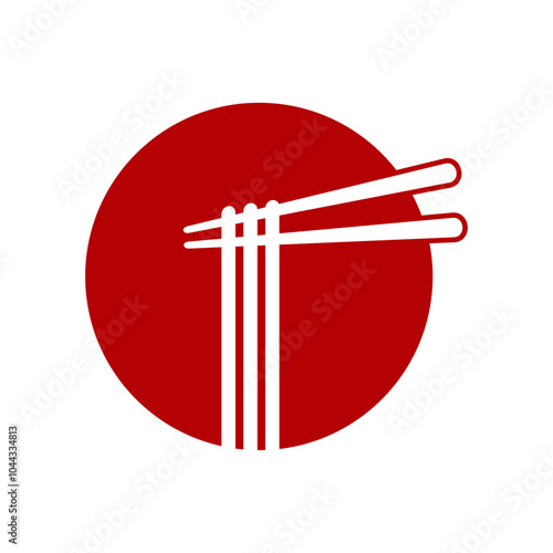 Ramen logo design vector illustration template Japanese food with chopstick in circle