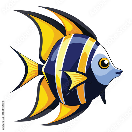 Angelfish vector Illustration Isolated white background.