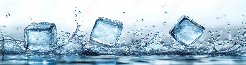 Ice Cubes Splashing in Water, cool, refreshing, drink, beverage, summer Ice Cubes Splashing in Water, cool, refreshing, drink, beverage, summer