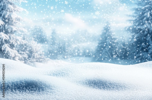 Wallpaper Mural Snowy winter forest scene with falling snowflakes. Torontodigital.ca