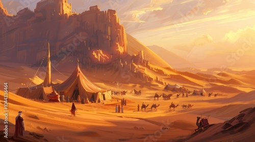 Desert Oasis at Sunset