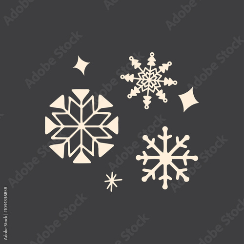 Hand draw snowfall from snowflakes. Doodle vector illustration
