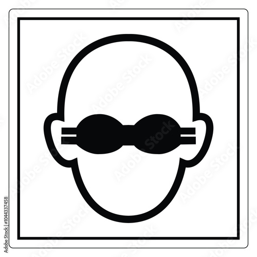 Simple Icon of Swimming Goggles on a Head Outline