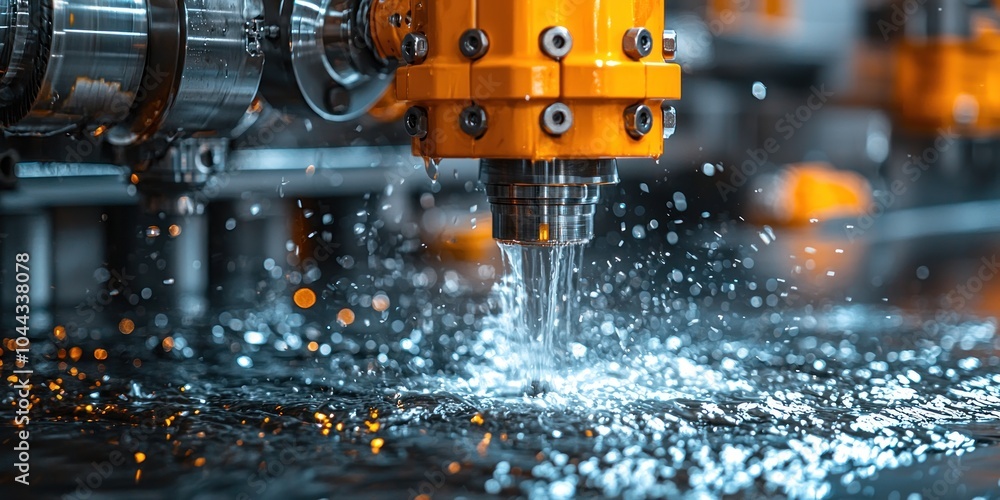 Industrial Machine Dripping Coolant into Water Industrial Machine Dripping Coolant into Water