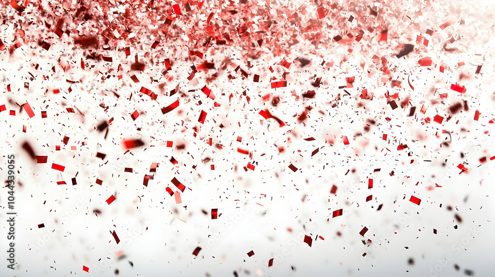 Red Confetti Falling on White Background, falling confetti, celebration, party, holiday, new year Red Confetti Falling on White Background, falling confetti, celebration, party, holiday, new year