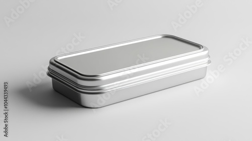 White stainless steel reusable food container with minimalistic design ideal for showcasing eco-friendly food storage and kitchen branding.. Generative AI