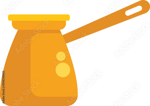 This vibrant illustration features a classic turkish coffee pot, symbolizing the rich tradition of coffee culture