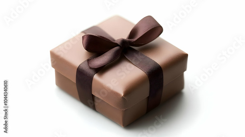 Brown Gift Box with Bow, present box, ribbon, brown ribbon, brown bow, wrapping