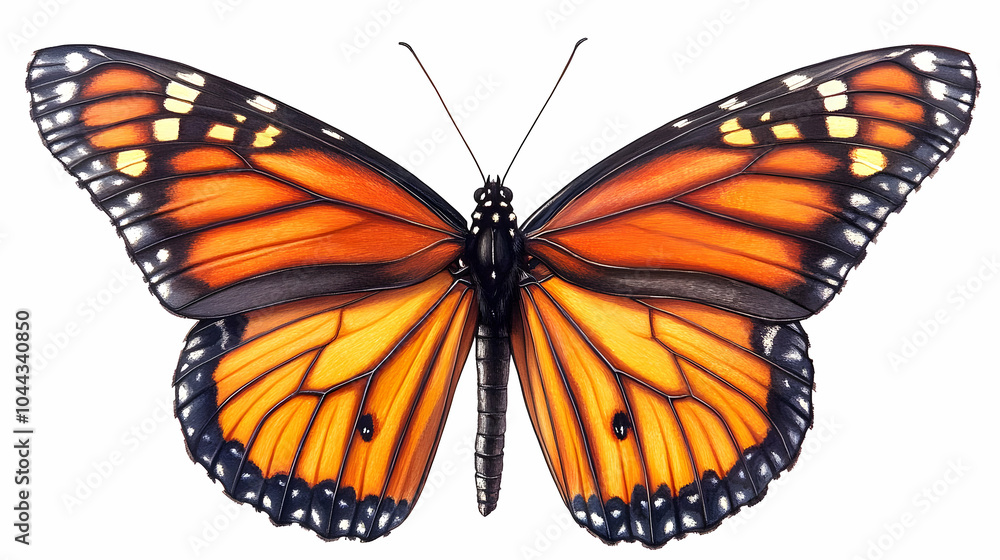 Fototapeta premium Monarch Butterfly Illustration, insect, drawing, art, nature, wildlife