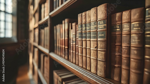 Old Books on Bookshelf in Library, bookcases, antique, vintage, aged, classic