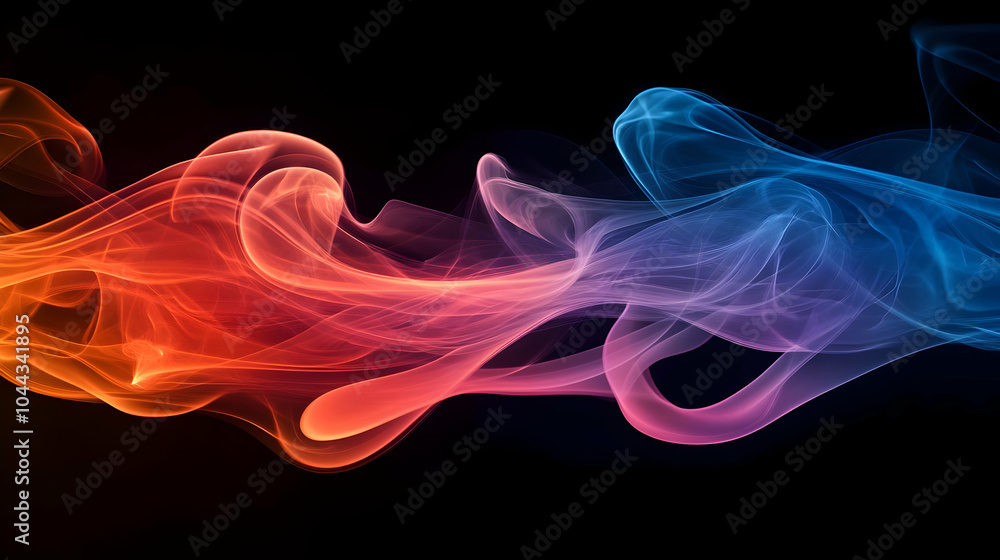 Fototapeta premium Abstract Smoke in Red, Blue and Purple, color, pink, orange, yellow, black