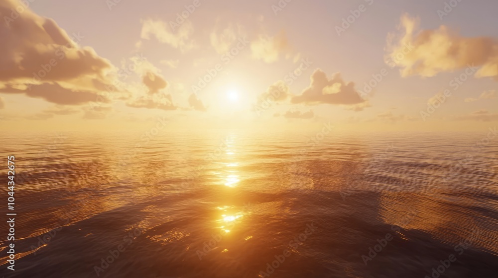 Fototapeta premium Tranquil Sunset Over Serene Ocean Waters